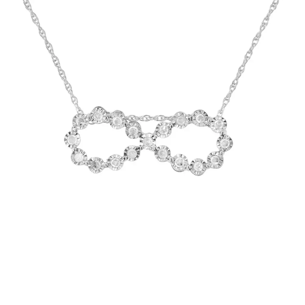 Haus of Brilliance Sterling Silver and Diamond Infinity Pendant Necklace